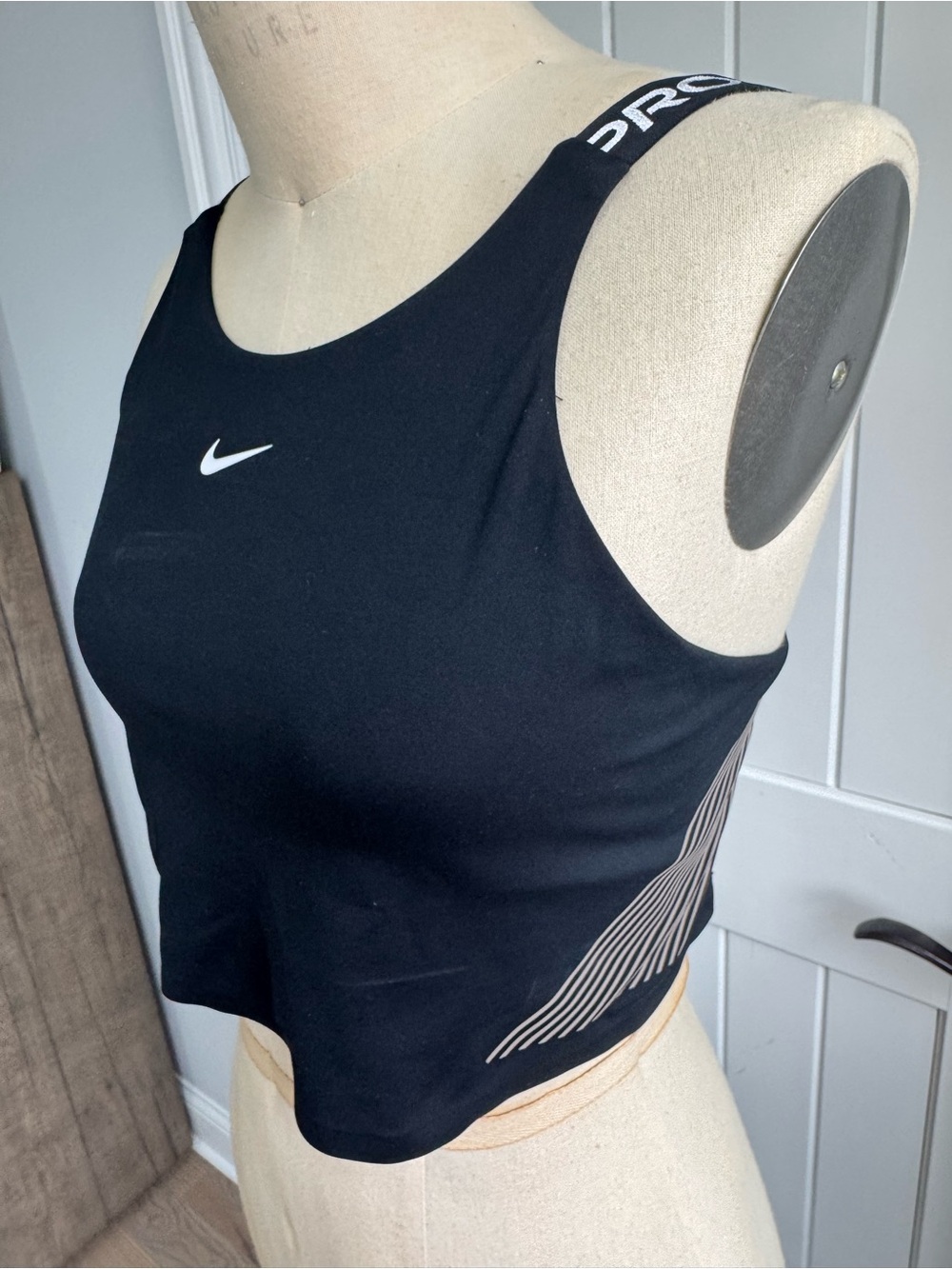 Nike Black Cropped Athletic Tank with White Swoosh